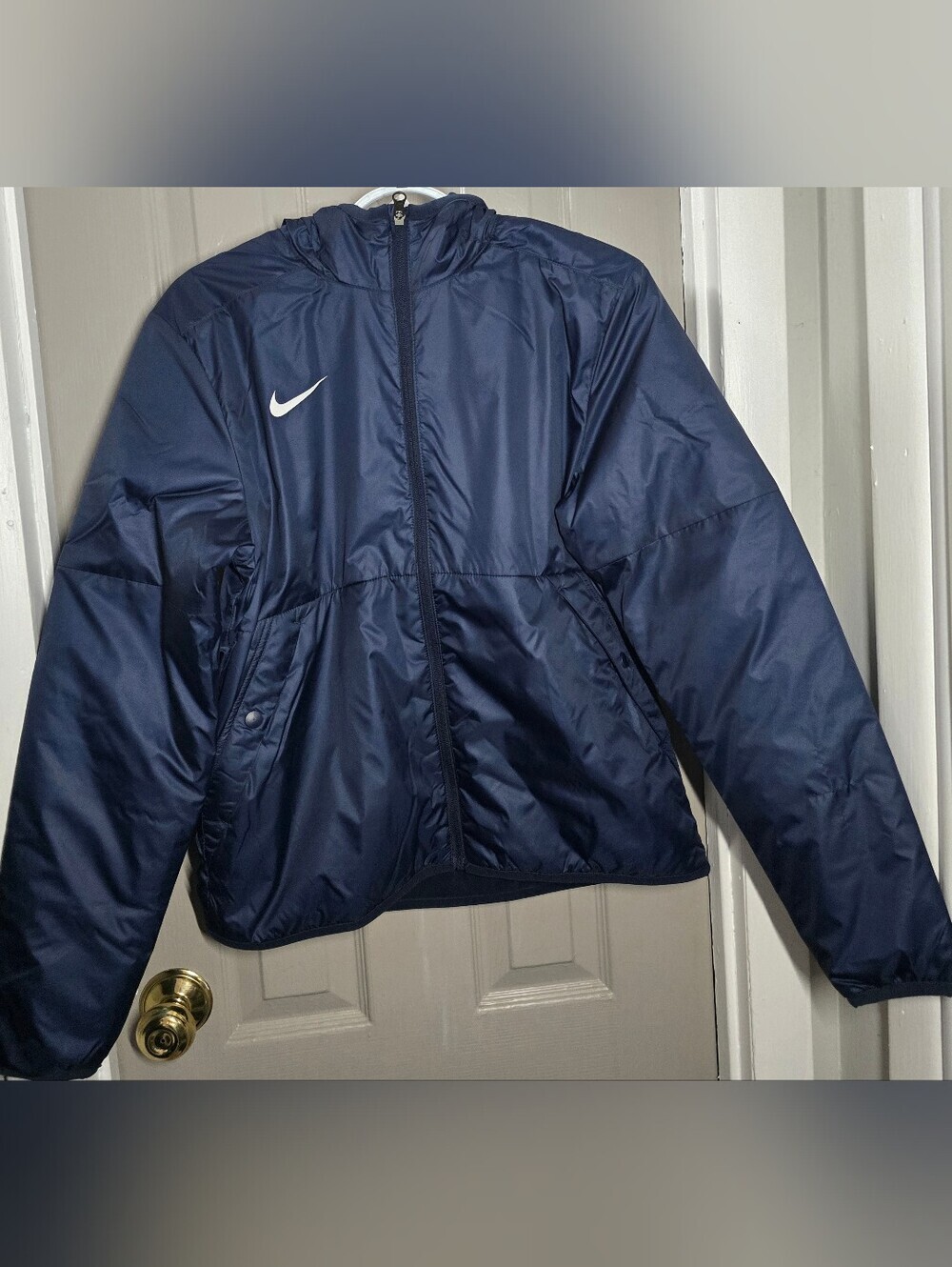 Nike Womens Navy Hooded Windbreaker Jacket Size Medium NWT